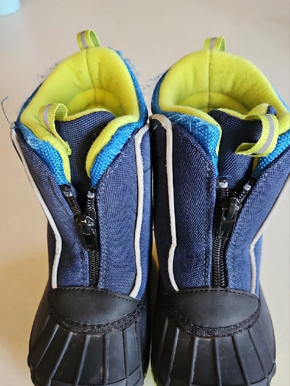 Kids Navy and Lime Waterproof Snow Boots